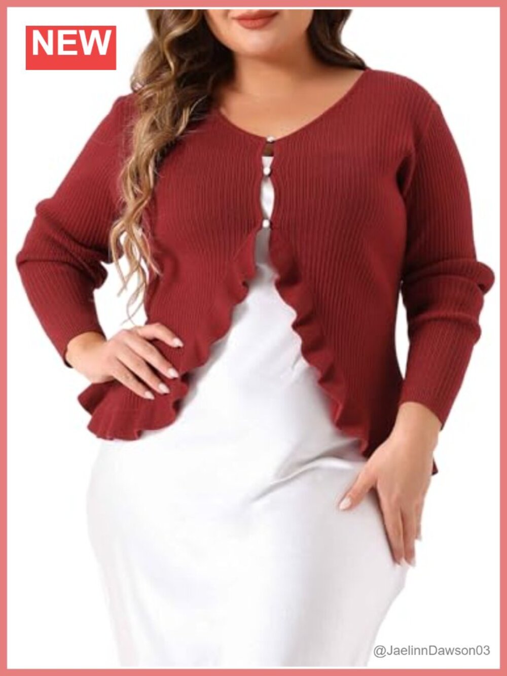 Plus Size Open Front Ruffled Cable Knit Cardigan